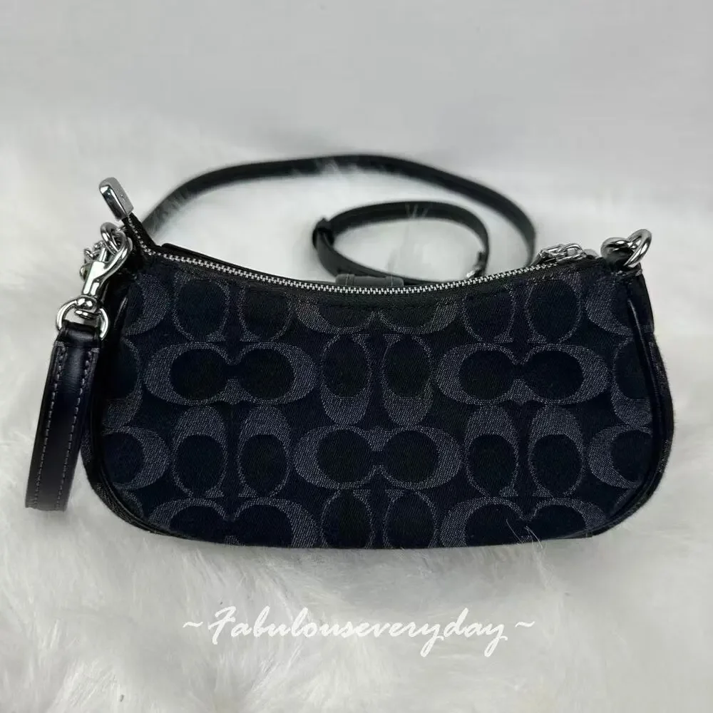 Coach Ashton Mini Shoulder Bag Crossbody Signature Denim/Silver/Black CCZ49 NWT